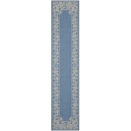Safavieh 2 Ft. -4 In. X 9 Ft. -11 In. Runner Indoor-Outdoor Courtyard- Blue And Natural- Machine Made Rug CY3305-3103-210